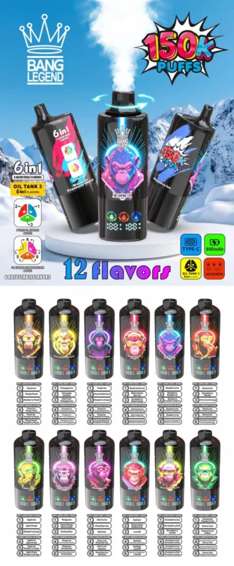 Bang Legend 150K Puffs 6v1 – Dispozabilný vape s 6 príchuťami